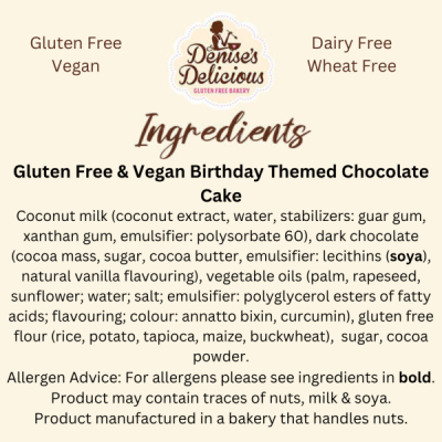 Gluten Free & Wheat Free Chocolate Cake - Collection Only