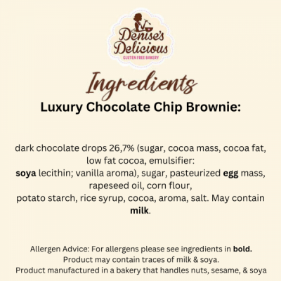 Gluten Free Luxury Chocolate Chip Brownie