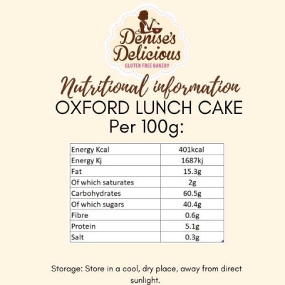 Gluten Free Oxford Lunch Cake