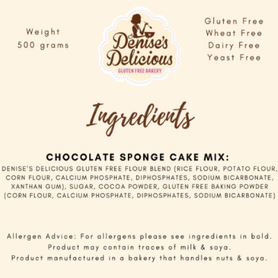 Gluten Free Chocolate Sponge Cake Mix